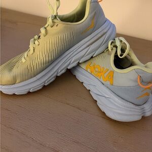 Hoka One One Lime and Blue Sneakers